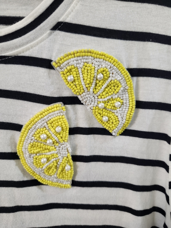 Philosophy Black & White Striped Short-Sleeve Tee with Yellow Lemon Appliqués - Picture 3 of 4